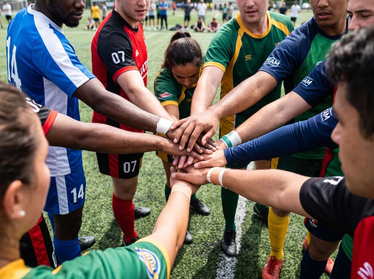 People bringing their hands together before a game